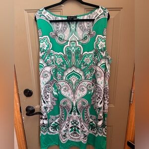 INC International Concepts Green and Gray Paisley Dress